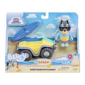 Bluey Beach S9 Vehicle & Figure - Beach Quad With Bandit
