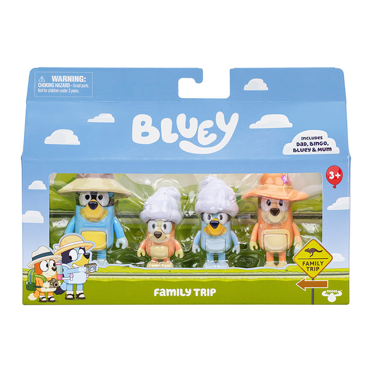 Bluey S11 Holiday Figure 4Pk Family Trip