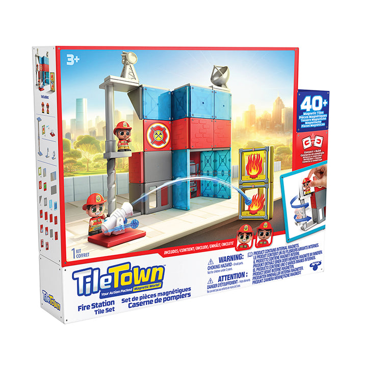 Tile Town Fire House Magnetic Tile Construction Set