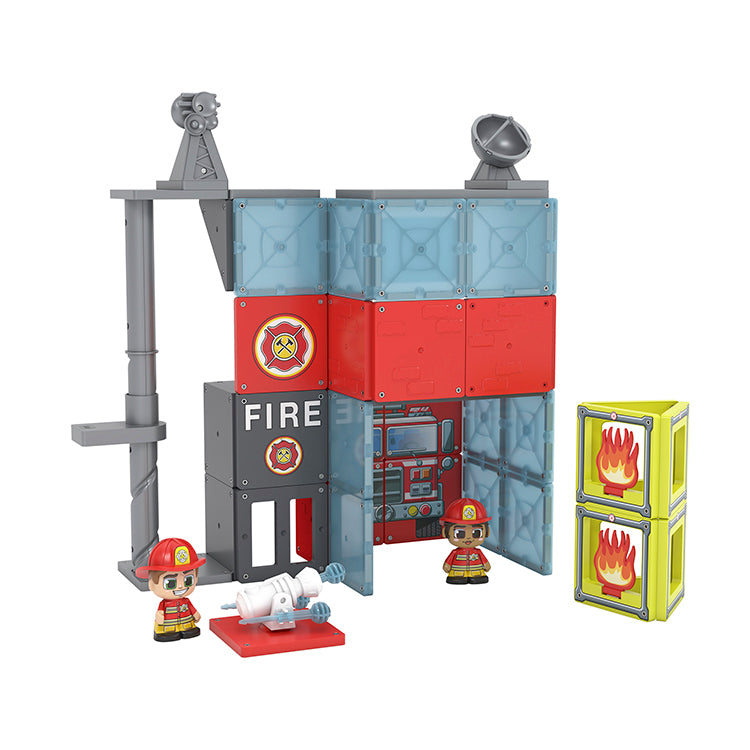 Tile Town Fire House Magnetic Tile Construction Set