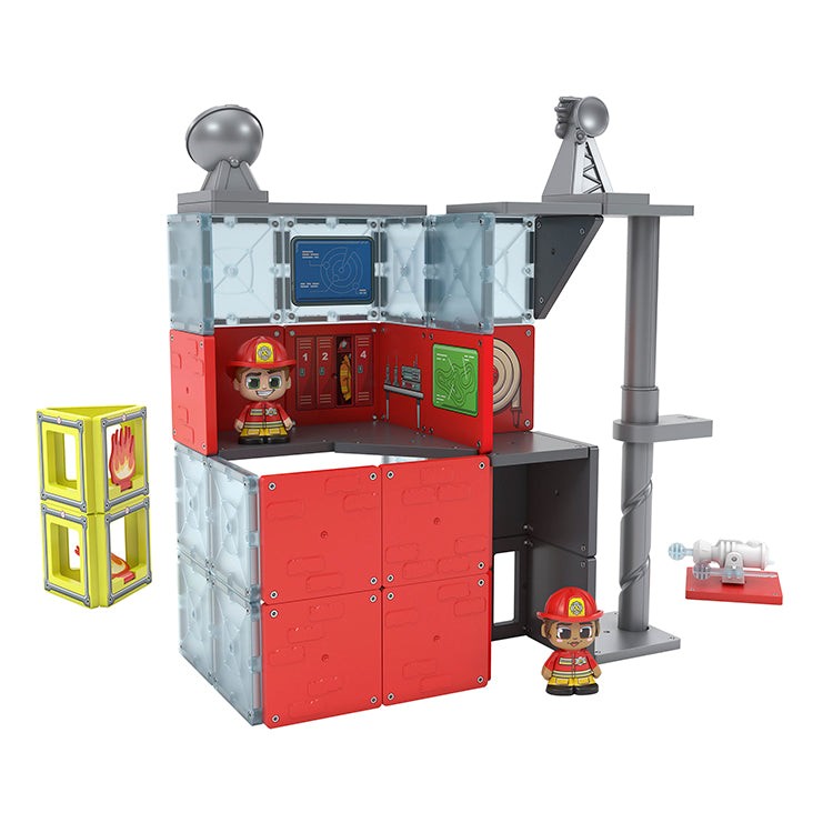 Tile Town Fire House Magnetic Tile Construction Set